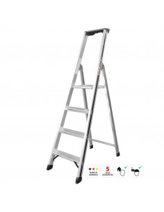 Escalera profesional de tijera con 4 escalones con plataforma Hymer