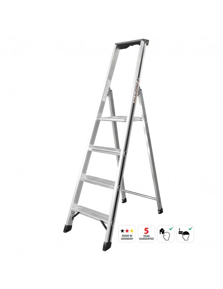 Escalera profesional de tijera con 4 escalones con plataforma Hymer