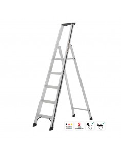 Escalera profesional de tijera con 5 escalones con plataforma Hymer