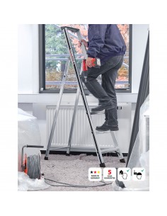 Escalera profesional de tijera con 5 escalones con plataforma Hymer 2