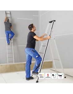 Escalera profesional de tijera con 6 escalones con plataforma Hymer 2