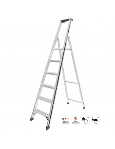 Escalera profesional de tijera con 6 escalones con plataforma Hymer