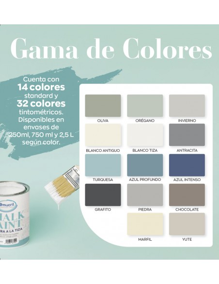 Carta de colores pintura efecto tiza Emucril Chalk paint