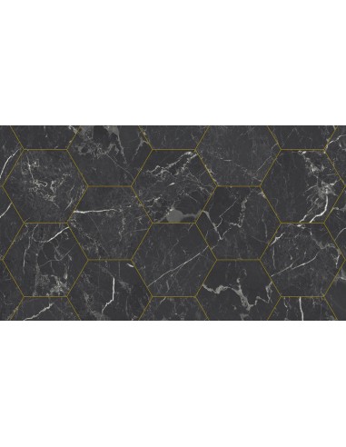 Suelo Vinílico Tarkett Iconik 260 Nero Marquine Hexagon Gold (Rollo 60 M2)