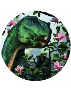Mural Redondo Komar Autoadhesivo DOT Iguanodon eating Flowers DNG1-003 2