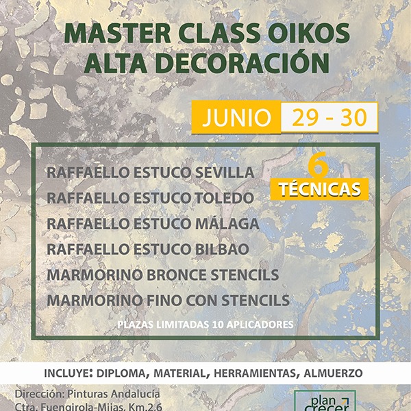 Master Class OIKOS Junio de 2021 "Técnicas de Alta Decoración"
